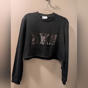 ✨AKA🖤Alpha Kappa Alpha 2XL "Baddie Dana" Blackout Crop W/Sequins, Drawstring